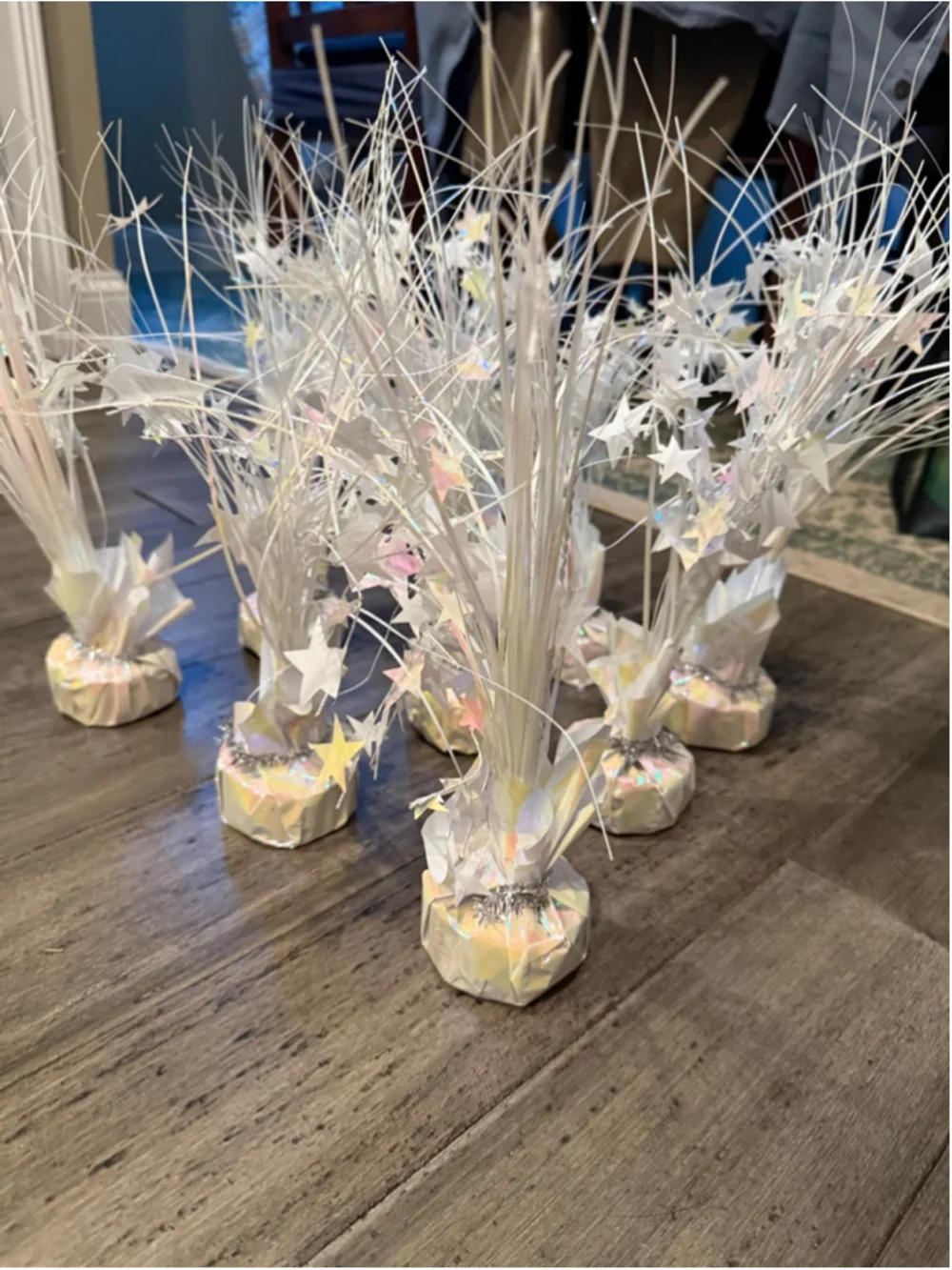 Set of 9 Iridescent White Star Balloon Weights